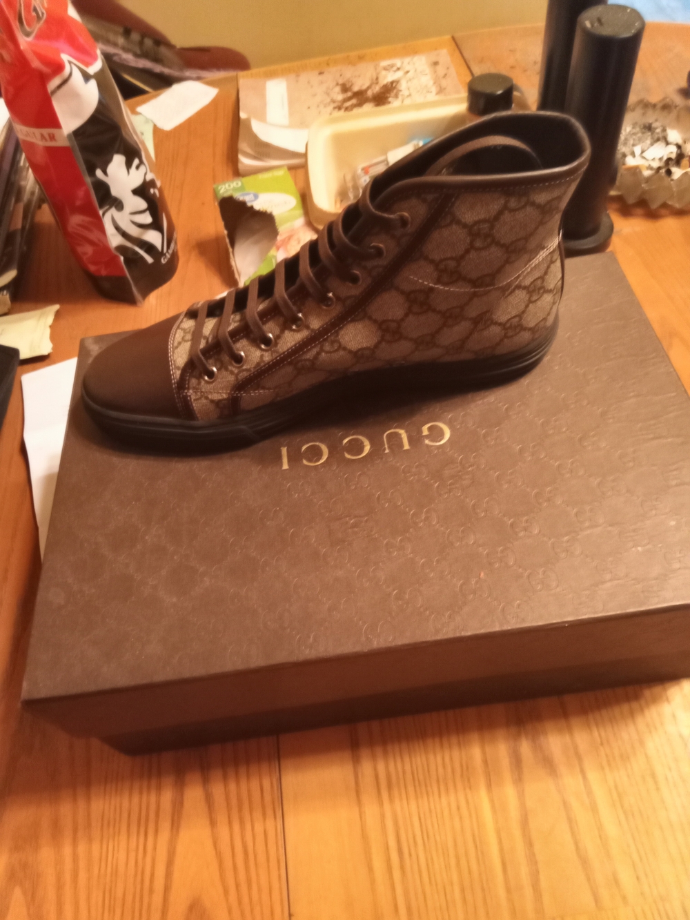 Gucci Brown GG Supreme High-Top Sneaker